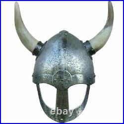 Medieval 300 Helmet Collectible Greek Spartan Silver WithHorn With Stand HTT18
