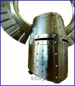Medieval Ancient War Helmet With Horn Helmet Armor Silver. Helmet For Halloween