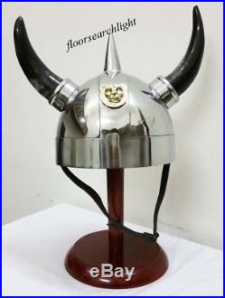 Medieval Collectible Replica Knight Armor Norman Viking Helmet With Black Horn