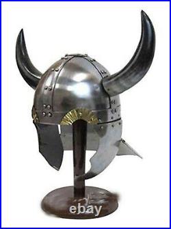 Medieval Costume Viking Warrior Helmet With Horns