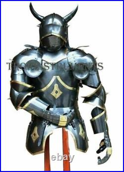 Medieval Gothic Half Suit of Armor fully Wearable Knight armour with metal horn