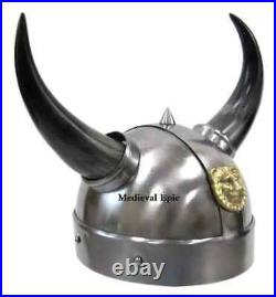 Medieval Knight Steel Viking Warrior Helmet with Horns Sca Larp Christmas Gift