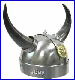 Medieval Knight Steel Viking Warrior Helmet with Horns Sca Larp Halloween Gift