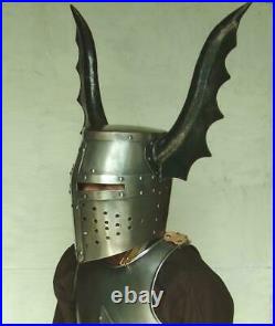 Medieval Knight Templar helmet With Horne Made In 18 Gage Steel