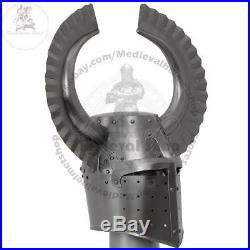 Medieval Templar Crusader Knight Grandmaster Helmet With Metal Horn 18g Gift