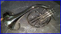 Mellophone 3 Valve French Horn in Silver Chrome Polish With Free Case & Mouth Pc