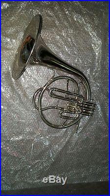 Mellophone 3 Valve French Horn in Silver Chrome Polish With Free Case & Mouth Pc