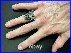 Mens Custom Made Ram with Horns 925 Sterling Silver Ring Size 10