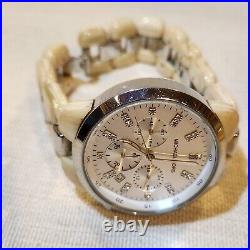 Michael Kors Oversized Watch MK5610 Silver/Horn Band with Box
