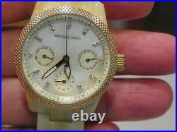 Michael Kors watch in box with tags MK5400 Horn Acetate Mother of Pearl Crystals