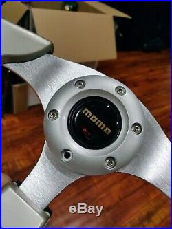 Momo Auto Race Steering Wheel With Horn Button Silver