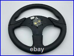 Momo X-Avion Black Leather 350mm Steering Wheel With Silver Horn Pad 18c