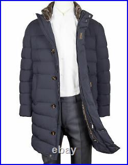 Moorer Quilted Coat Finest Down IN Dark Blue With Detachable Interior Collar