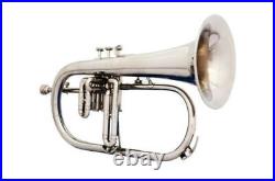 Music World Bb Flat Silver Nickel Flugel Horn With Free Hard Case Mouthpiece