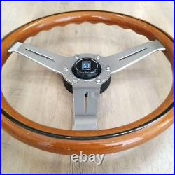 NARDI Classic 330mm 13in Mahogany Wood Steering Wheel with Silver Chrome Finish