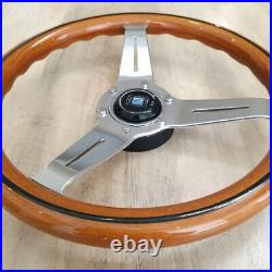 NARDI Classic 330mm 13in Mahogany Wood Steering Wheel with Silver Chrome Finish