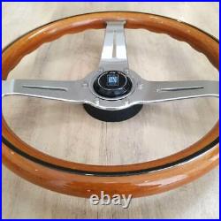 NARDI Classic 330mm 13in Mahogany Wood Steering Wheel with Silver Chrome Finish