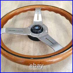 NARDI Classic 330mm 13in Mahogany Wood Steering Wheel with Silver Chrome Finish