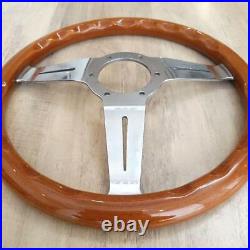 NARDI Classic 330mm 13in Mahogany Wood Steering Wheel with Silver Chrome Finish