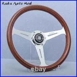 NARDI Classic 360mm Mahogany Wood Steering Wheel with Silver Chrome Finish