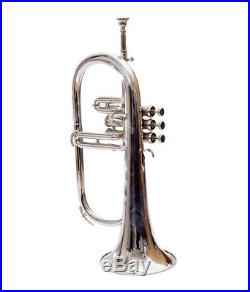 NASIR ALI FLUGEL HORN 3 VALVE Bb PITCH FULL NICKEL COLORED WITH CASE AND MP