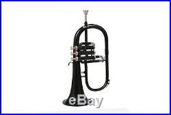 NEW BLACK FLUGEL HORN 3 VALVE Bb PITCH BRASS WITH HARD CASE FREE SHIPPING