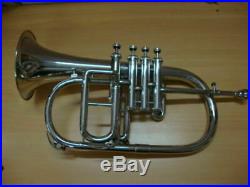 NEW FAST SALE ON! NEWSILVER! Bb/F 4 VALVEFLUGEL HORN WITH FREE CASE+M/P BRS EHS