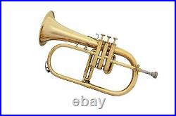 NEW GOLDEN-FINISH-Bb FLUGEL HORN WITH FREE CASE+MOUTHPIECE+FAST SHIP
