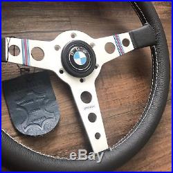 NEW MOMO BMW Horn Prototipo 350mm Steering Wheel. Silver With Martini Stripes