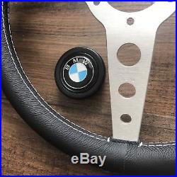 NEW MOMO BMW Horn Prototipo 350mm Steering Wheel. Silver With Martini Stripes