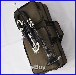 NEW Matt Black Silver Trumpet Bb Horn With Monel Valve Full Hand Engraving Bell