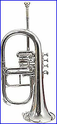 NEW SILVER Bb FLUGEL HORN 4v WITH FREE HARD CASE+MOUTHPIECE