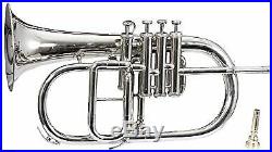 NEW SILVER Bb FLUGEL HORN 4v WITH FREE HARD CASE+MOUTHPIECE nice