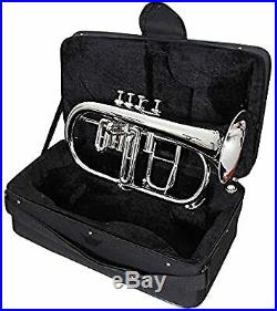 NEW SILVER Bb FLUGEL HORN 4v WITH FREE HARD CASE+MOUTHPIECE nice