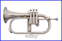 NEW SILVER NICKEL Bb FLAT FLUGEL HORN WITH FREE HARD CASE+MOUTHPIECE