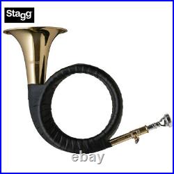 NEW Stagg WS-FS275S Brass Hunting Horn Key of Bb with Mouthpiece and Carry Case