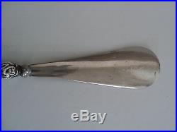 NICE 19th C. AMERICAN STERLING SILVER SHOE HORN with EMBOSSED FLORAL DESIGN