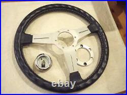 Nardi Classic Black Leather Silver Spokes Steering 36 Pies Horn Button With