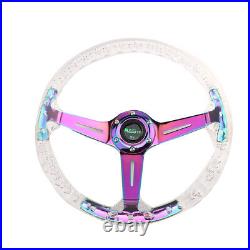 New 14in/350mm 6-hole Acrylic Steering Wheel with Silver Quick Release Adapter