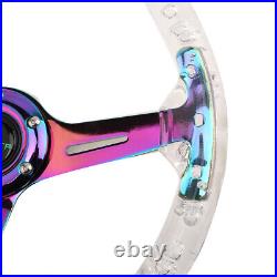 New 14in/350mm 6-hole Acrylic Steering Wheel with Silver Quick Release Adapter