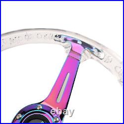 New 14in/350mm 6-hole Acrylic Steering Wheel with Silver Quick Release Adapter