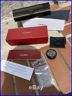 New Authentic Cartier CT 00460 002 Silver White Horn Eyeglasses With Case