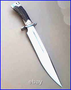 New Custom Handmade D2 Tool Steel Hunting Bowie Knife with Stag Horn Handle and