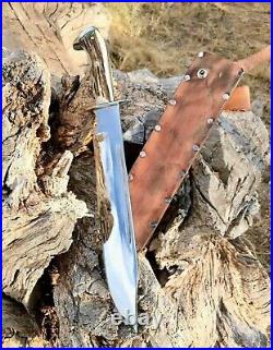 New Custom Handmade D2-tool Steel Hunting Bowie Knife With Stag Horn Handle