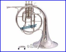 NewHorn Mellophone Professional Silver Finish French Horn New Design Bb with box