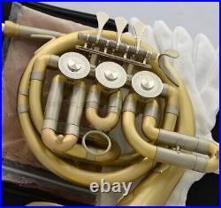 Newest Brushed Brass Bb Mini French Horn With Case Mouthpiece Free shipping