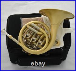 Newest Brushed Brass Bb Mini French Horn With Case Mouthpiece Free shipping