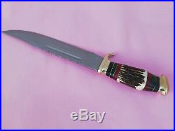 Nice Stainless D2 Bowie Knife With brass and stag horn handle