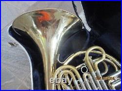 Olds brand double FRENCH HORN, WITH CASE AND MOUTHPIECE. Made in USA