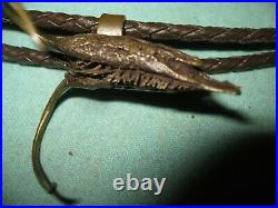 One of A Kind Cast Ancient Jaw With Teeth Silver Bolo Tie With Horns